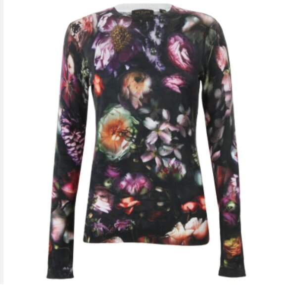 Ted Baker Noline Shadow Floral Print Sweater top size 2 nwot - Picture 1 of 9